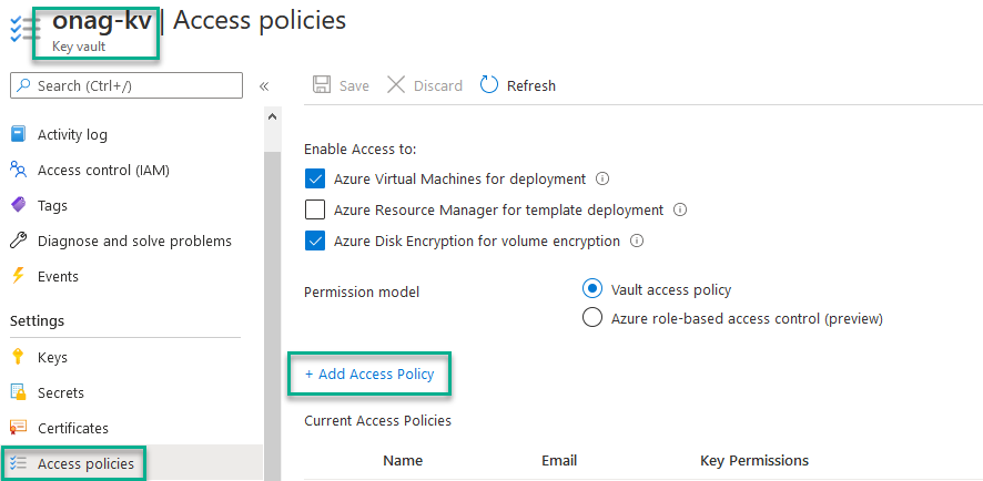 Create the access policy for a Key Vault
