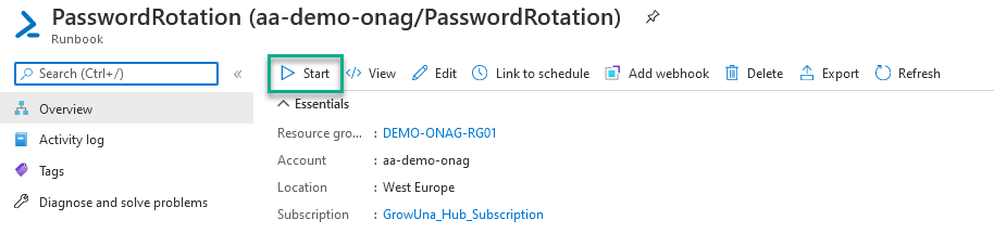 Start password renewal runbook